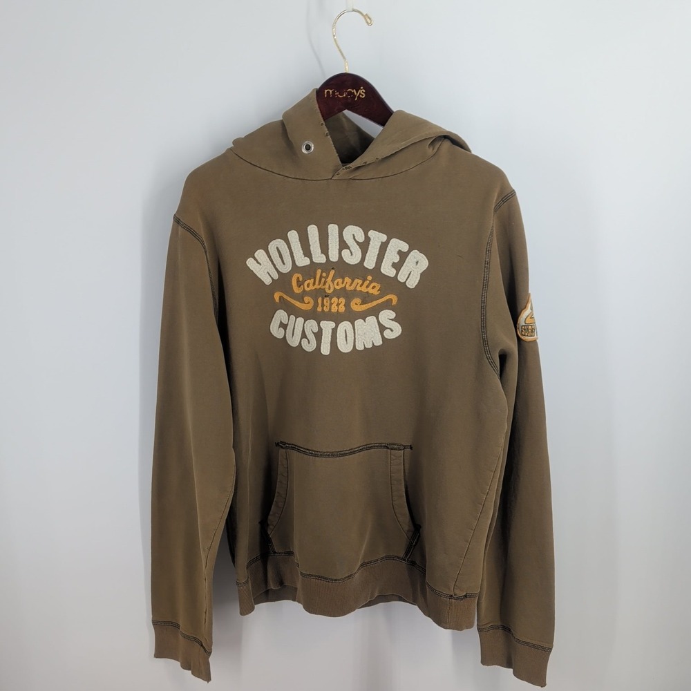 Vintage Hollister California 1922 Customs Spellout‎ Pullover Hoodie Green